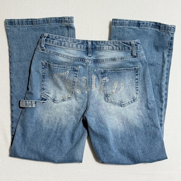 Juicy Couture Size 29 Y2K Bling Wide Leg Jeans - Picture 1 of 6